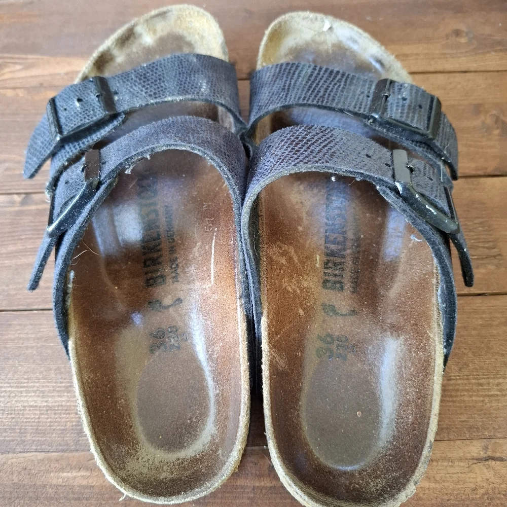 Birkenstock Arizona Magical Snake Black Sandals Size 36 6.5